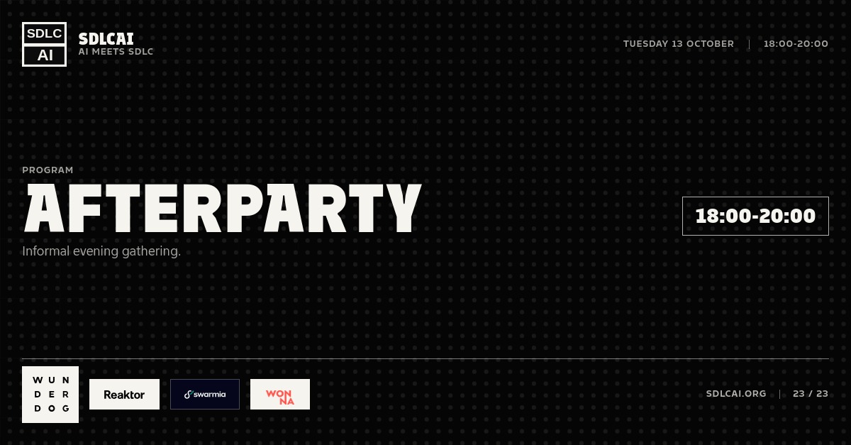 Schedule session slide 23: Afterparty / 18:00-20:00