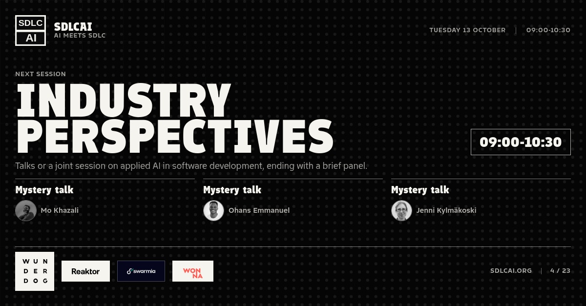 Schedule session slide 4: Industry perspectives / 09:00-10:30