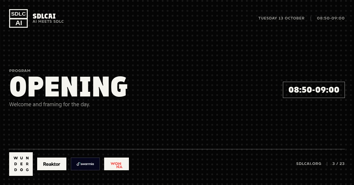 Schedule session slide 3: Opening / 08:50-09:00