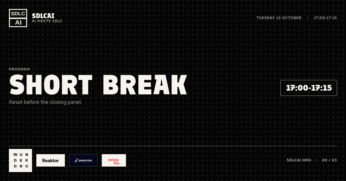 Schedule session slide 20: Short break / 17:00-17:15