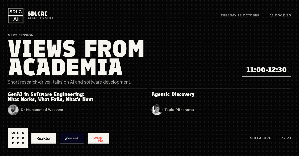 Schedule session slide 9: Views from academia / 11:00-12:30