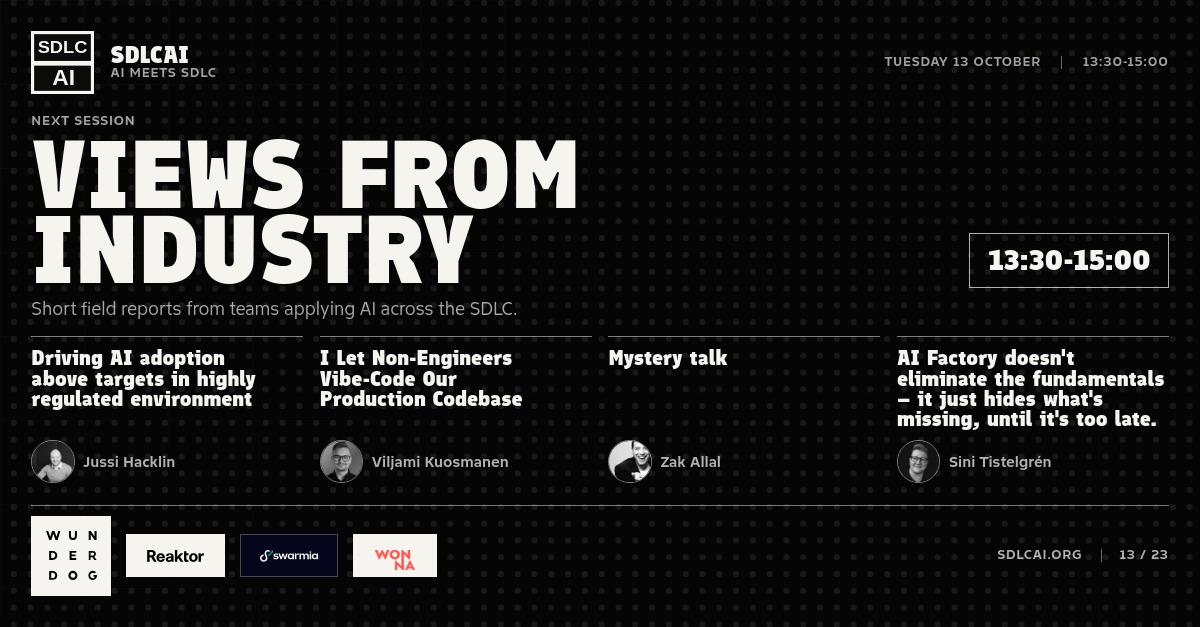 Schedule session slide 13: Views from industry / 13:30-15:00