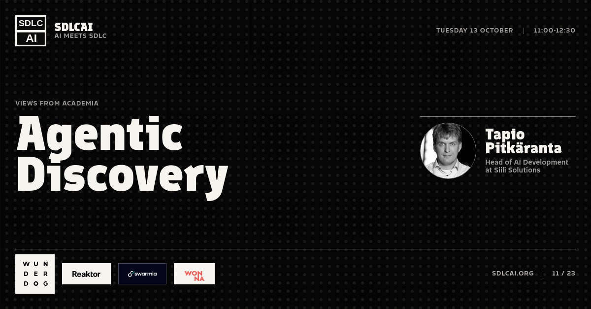 Talk title slide 11: Agentic Discovery / 11:00-12:30